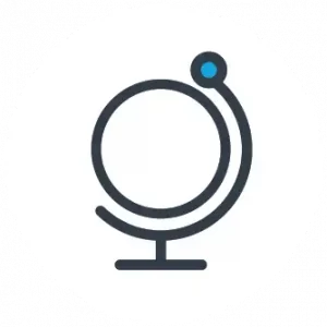 global health informatics icon - gray pedestal globe on a white background