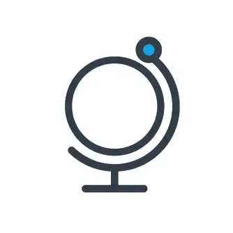 global health informatics icon - gray pedestal globe on a white background