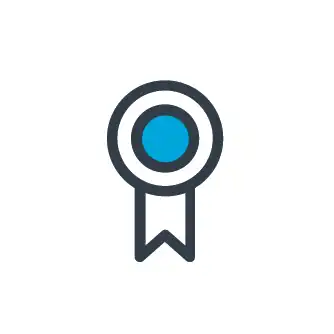 quality measurement icon - gray prize ribbon on white background