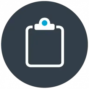 clinical decision support icon - white clipboard on gray background