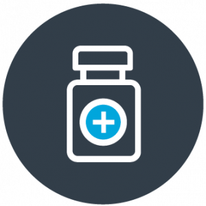medication use icon - white pill bottle on gray background