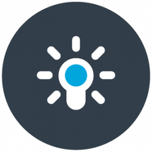 patient outcomes icon - white lightbulb on a gray background
