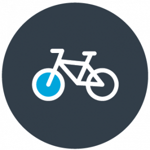 physical fitness icon - white bicycle on a gray background