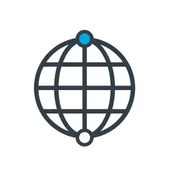 data standards icon - gray globe on a white background