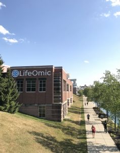 the LifeOmic building on the Indianapolis Canal