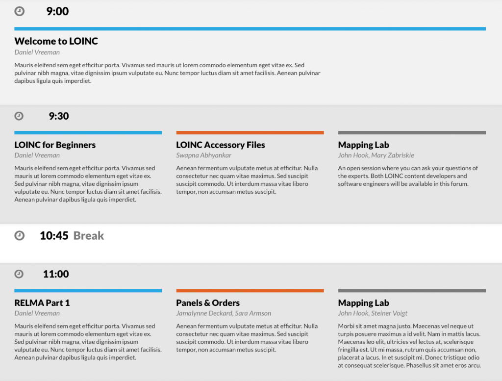 screenshot of LOINC Winter 2017 Conference agenda