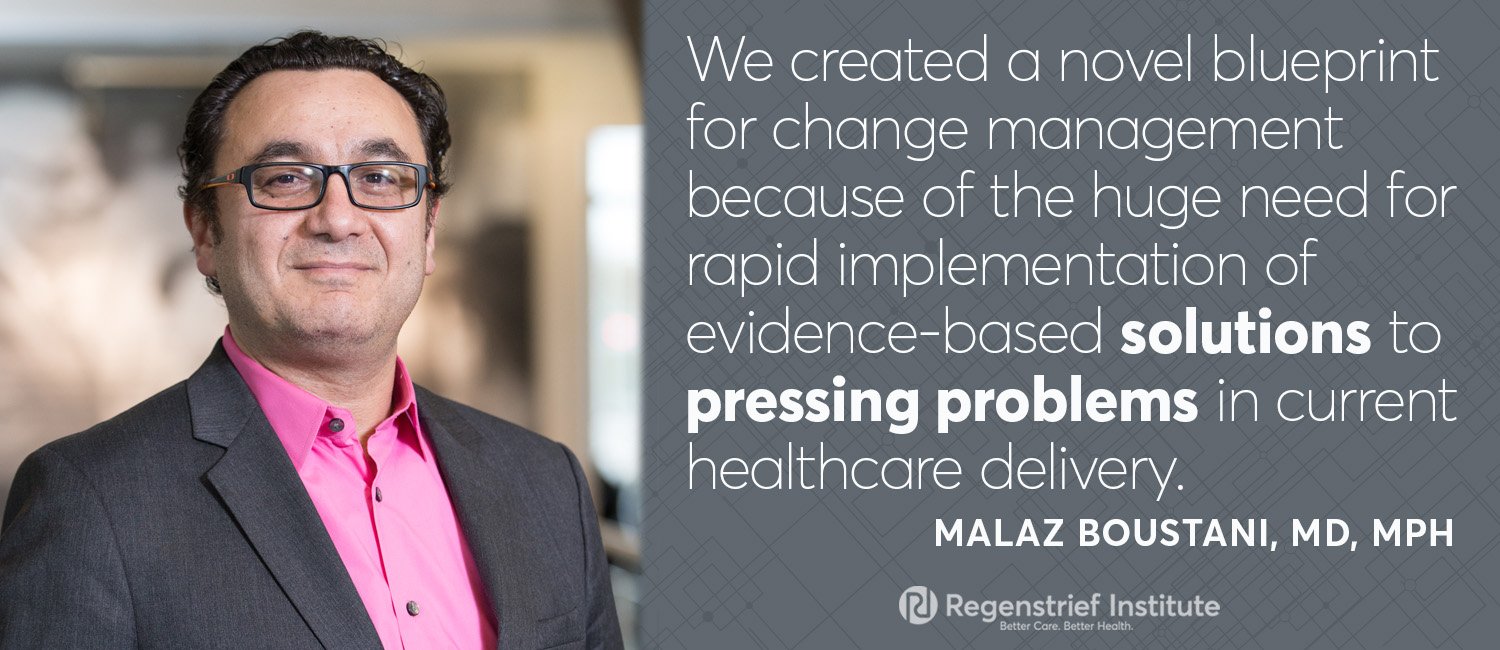 We created a novel blueprint for change management in healthcare because we see a huge need for rapid implementation of evidence-based solutions to pressing problems in current healthcare delivery.- Malaz Boustani