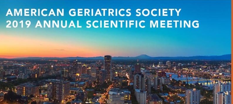 skyline view of Portland, Oregon with words: "American Geriatrics Society 2019 Annual Scientific Meeting"