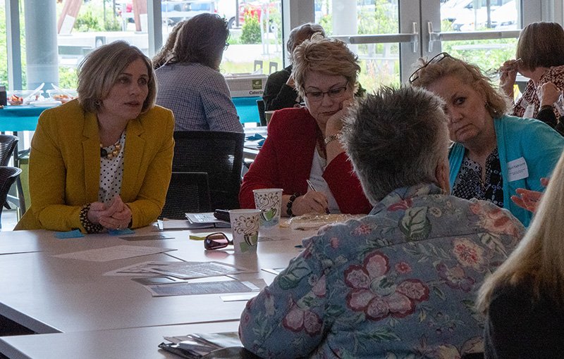 Dr. Nicole Fowler at a round table discussion with community stakeholders