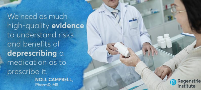 image of pharmacist selling pills with quote from Dr. Noll Campbell