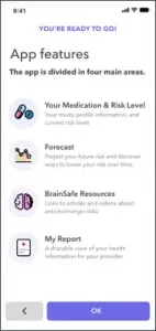 overview screen capture from the BrainSafe app