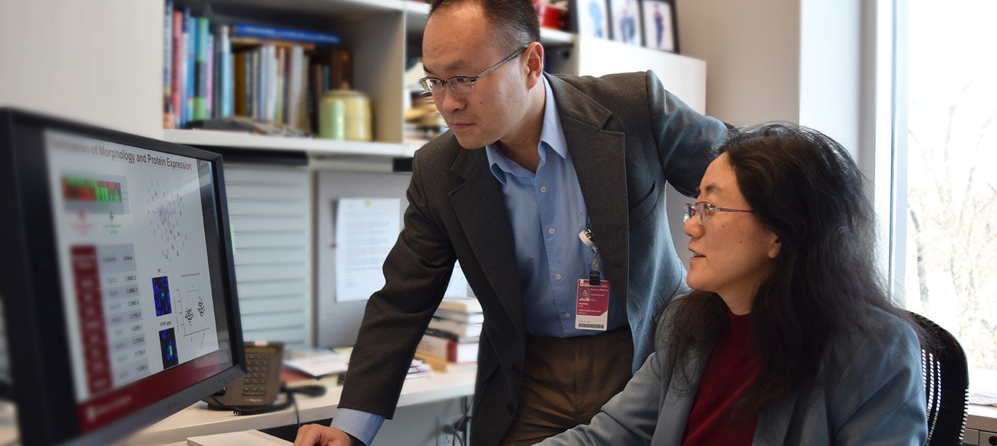 Dr. Jie Zhang and Dr. Kun Huang on kidney cancer study