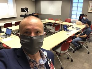 Dr. Campbell. Dr. B. Khan, Dr. S. Khan man mission control during American Delirium Society meeting