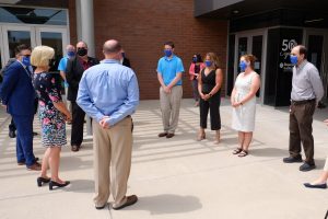 Dr. Box meets with team who won award for public health excellence