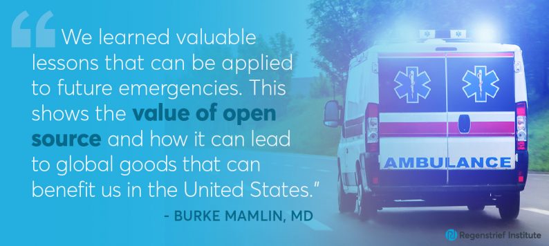 Burke Mamlin on creating emergency EMR from OpenMRS: We learned valuable lessons from this experience that can be applied to future emergencies.This shows the value of open source and how it can lead to global goods that can benefit us in the United States.