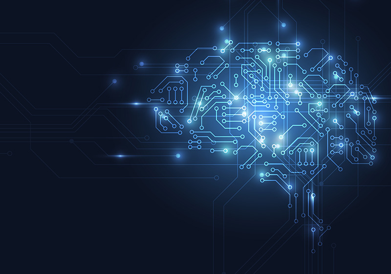 Technological brain. Abstract circuit board. Vector background