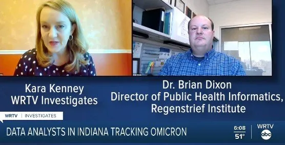 Regenstrief Director of Public Health Informatics Brian Dixon, PhD, MPA, spoke about research relating to the risk posed by Omicron and potential impact on vaccine effectiveness.