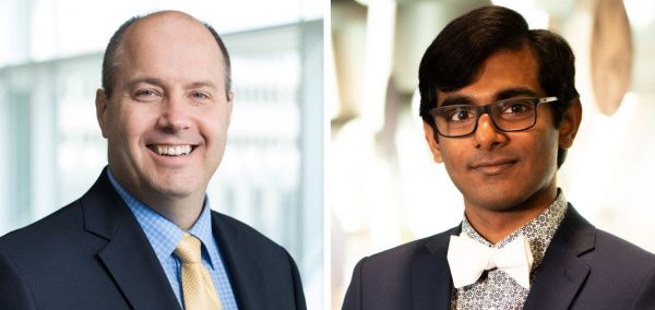 Regenstrief research scientists Shaun Grannis, M.D., M.S., and Suranga Kasturi, PhD