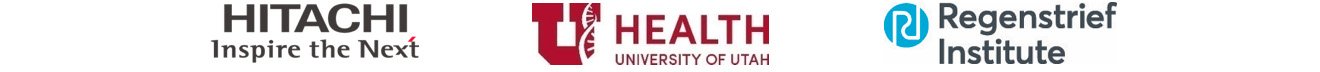 Hitachi logo, University of Utah Health logo and Regenstrief Institute logo