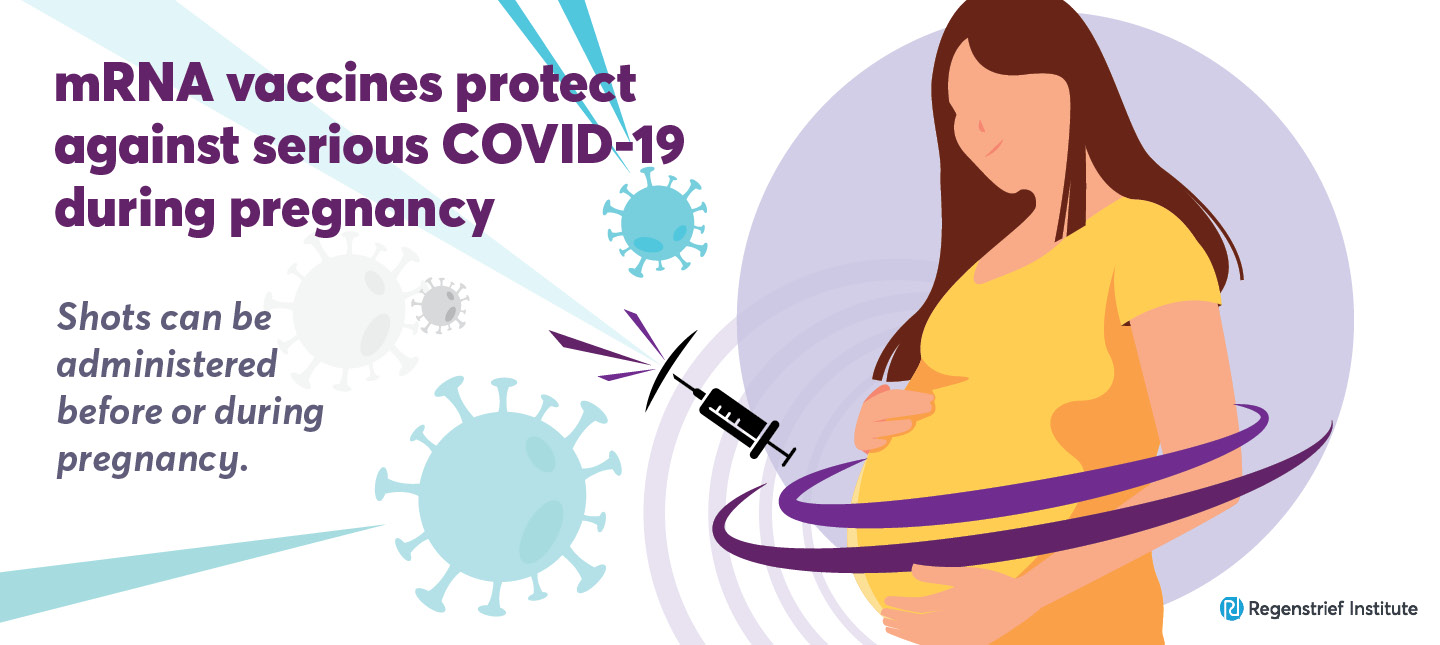 image of pregnant woman with vaccine acting as protection from COVID virus