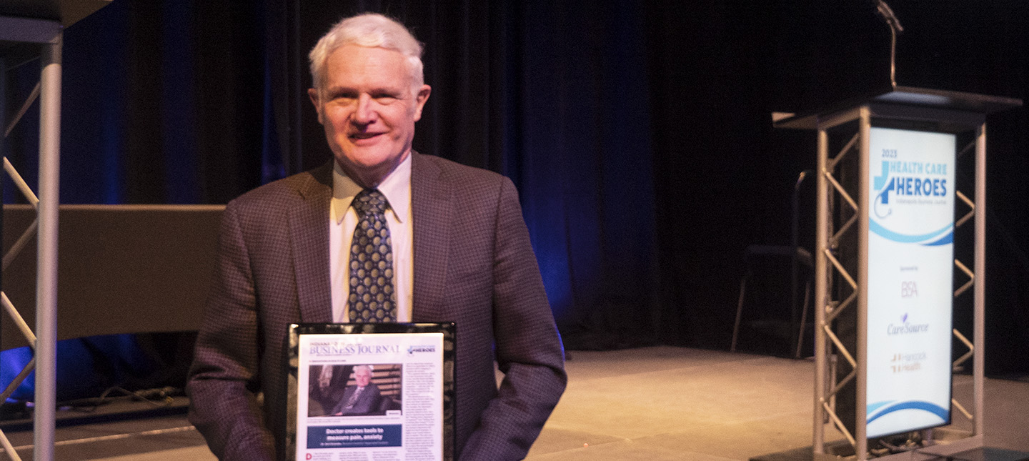 Dr. Kurt Kroenke at the 2023 Indianapolis Business Journal's Health Care Heroes Awards Breakfast