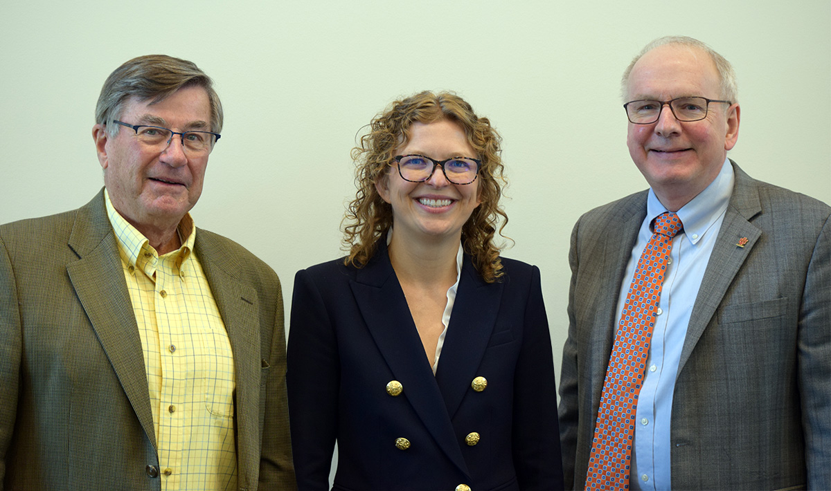 Regenstrief Foundation President D. Craig Brater, Regenstrief President & CEO Rachel Patzer and IU School of Medicine Dean Jay Hess