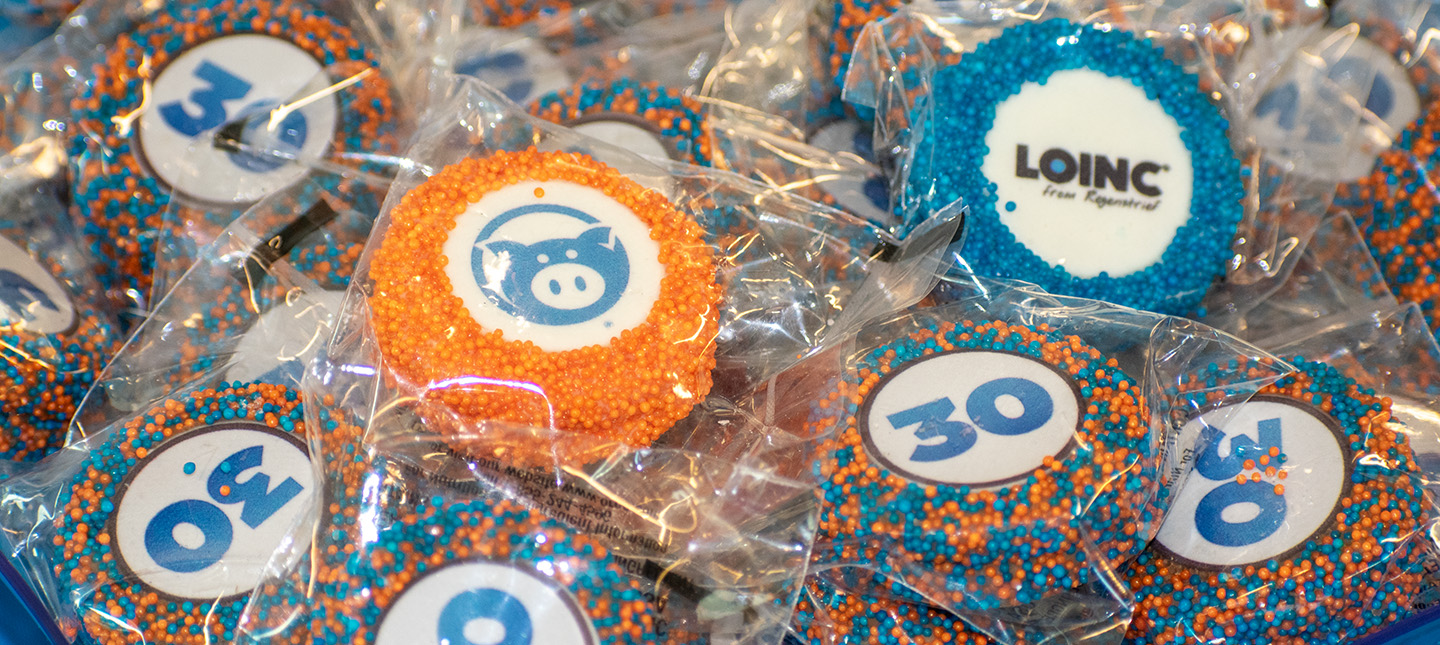 Special Oreo cookies decorated for the LOINC 30th anniversary event
