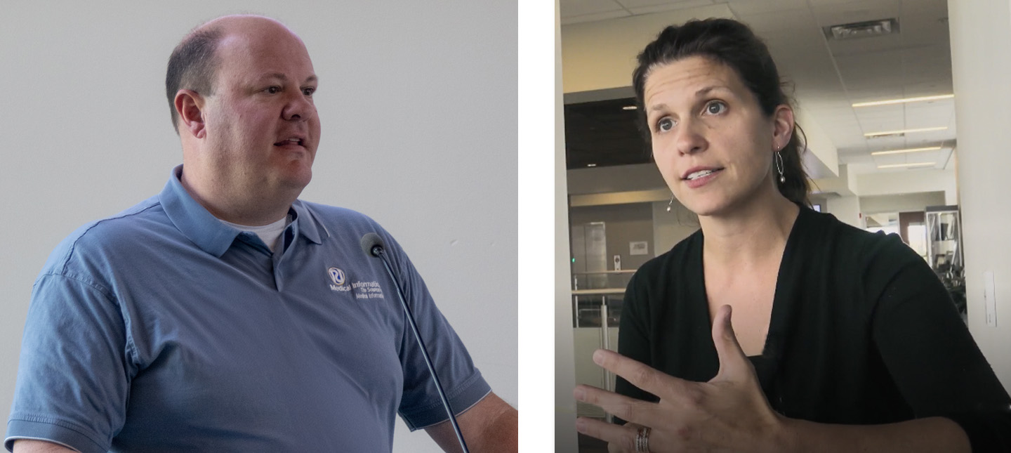 Brian Dixon, PhD, MPA (left) and Kathleen Unroe, M.D., MHA (right)