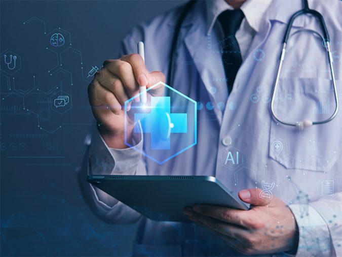 image of doctor interacting with electronic health record