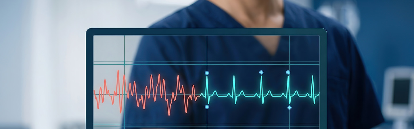 doctor looking at atrial firilation on a monitor